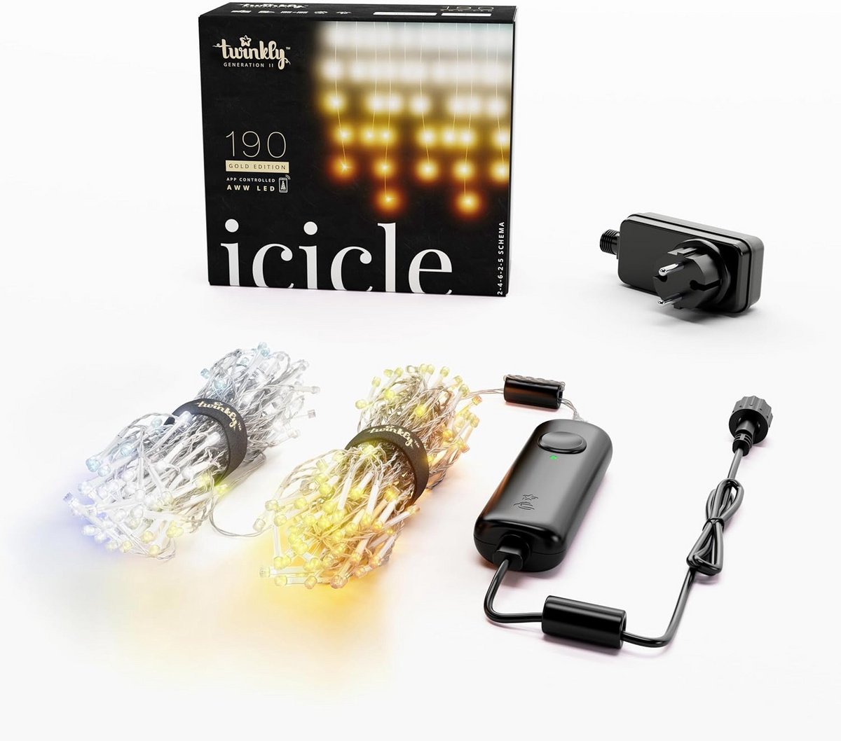 Twinkly Icicle LED Cascade Lichtsnoer 190 LED RGB+Wit 5,5m Transparante Draad - Slimme Verlichting Binnen & Buiten IP44 - Bedien met App & Stem – foto 2