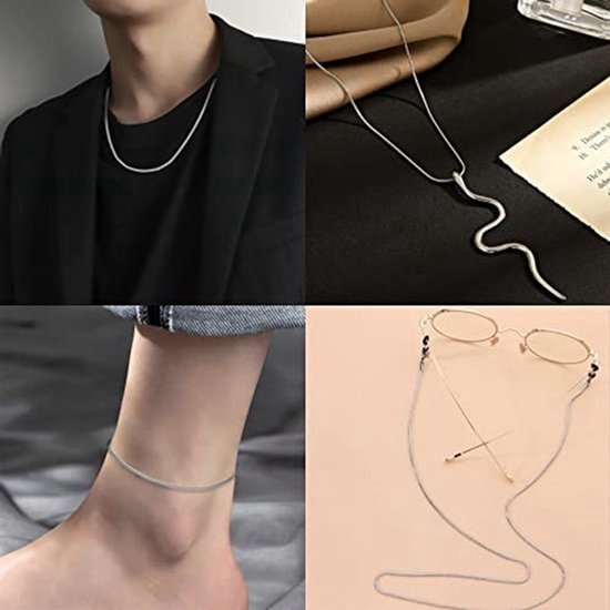 16.4 Feet 304 Stainless Steel Round Snake Chains with 50 Pcs Jump Rings, 20 Pcs Lobster Clasps, 40 Pcs Crimp Ends for Jewelry Making — afbeelding 3