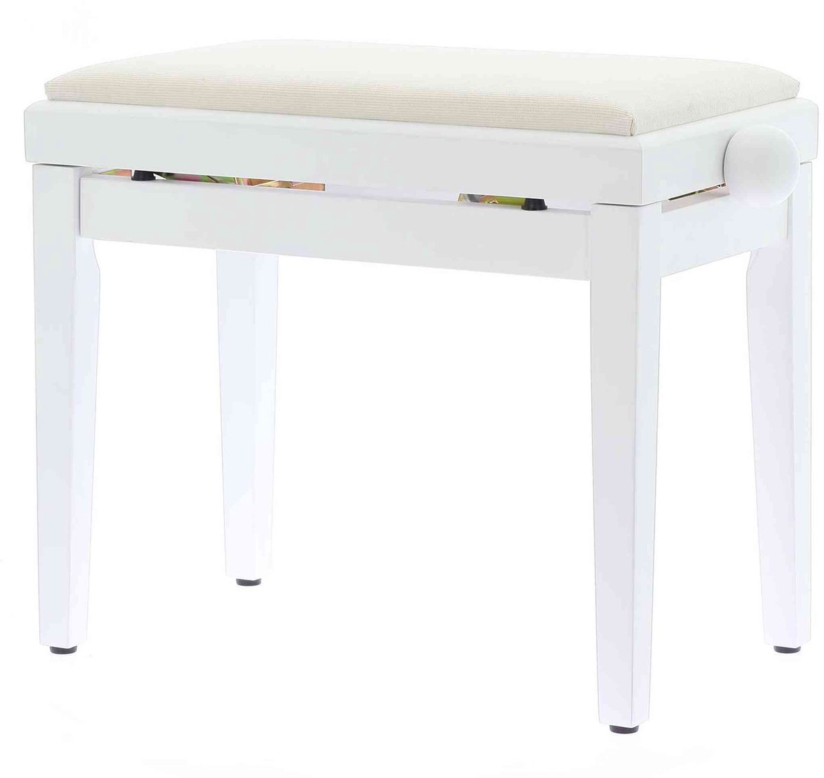 QUIKLOK PB010WHS Piano Bank – Verstelbaar 480-570 mm, Fluwelen Zitting, Mat Wit