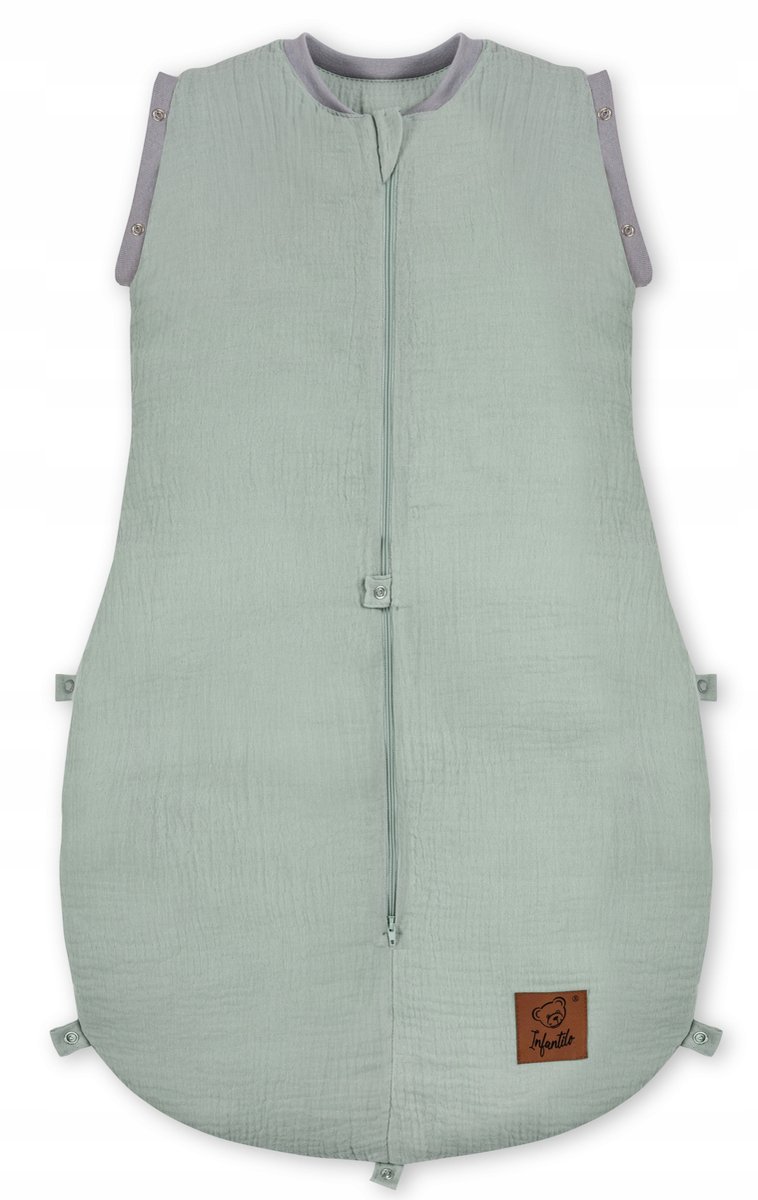 Babyslaapzak mousseline 2,5 TOG, 0-18 maanden, verstelbaar, groen