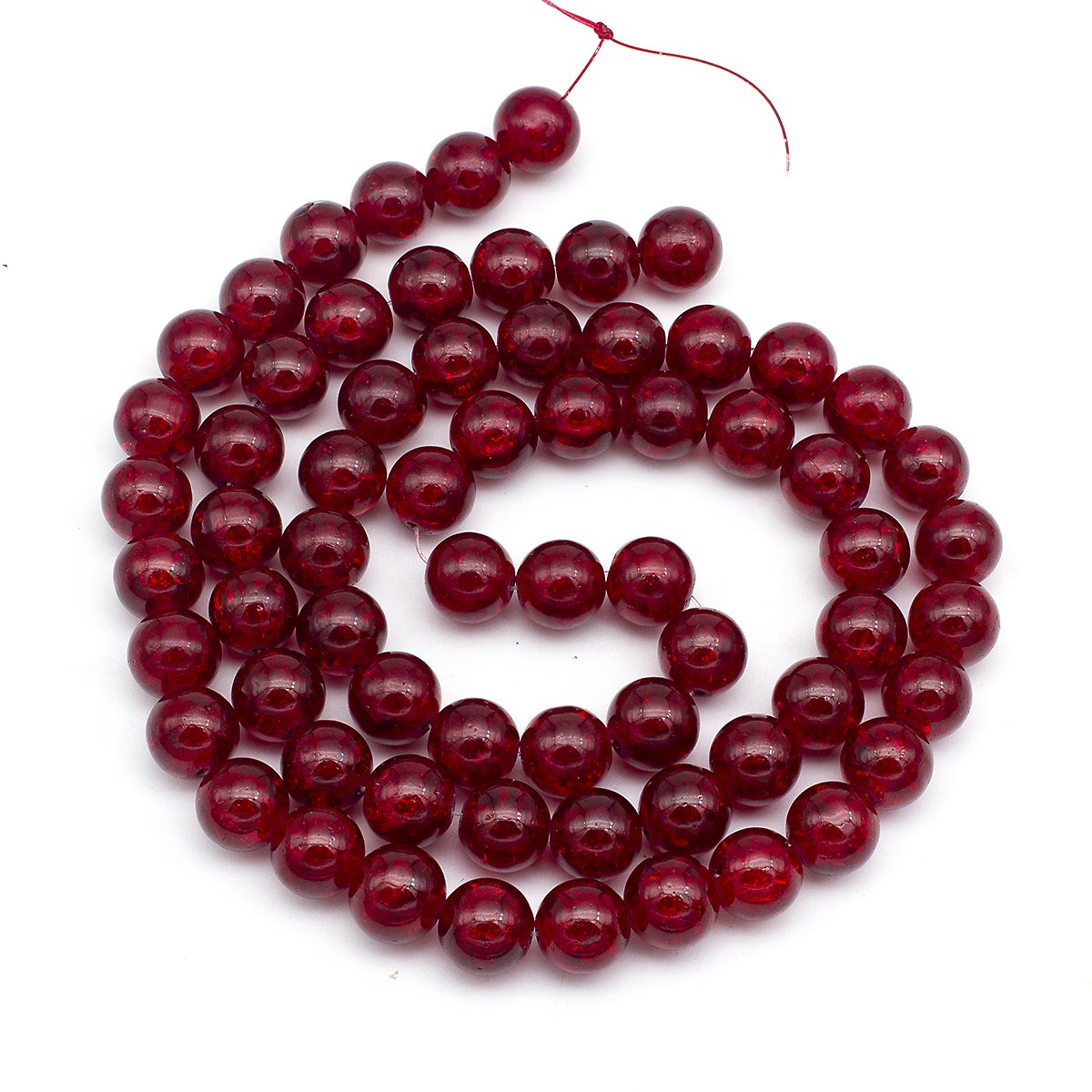 Glazen Crackle Kralen Donkerrood Rond 12mm - 64 st