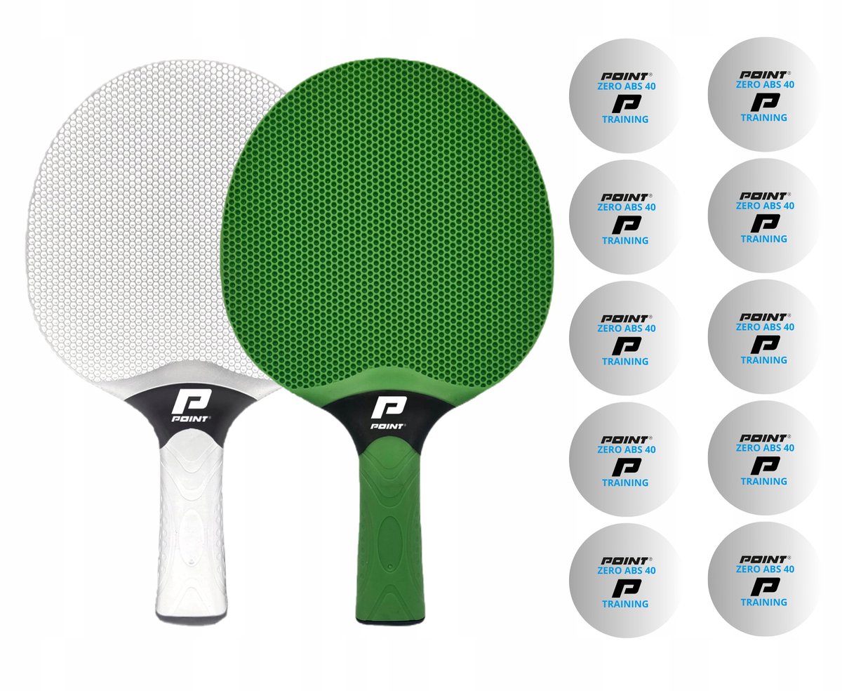 POINT SCHOOL OUTDOOR Tafeltennis Set Groen/Wit met 10 Ballen