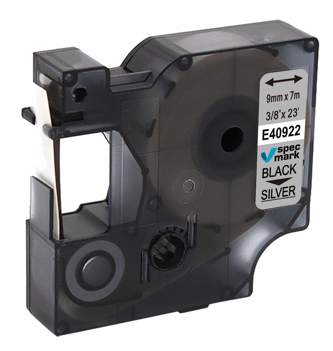 Specmark DYMO D1 40922 Tape 9mm Zilver met Zwarte Opdruk
