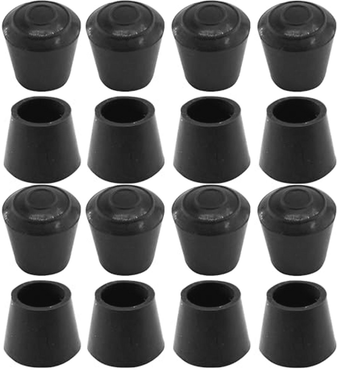 Ronde stoelpootdoppen 3/4 inch - Flexibele rubberen meubelvoetbeschermers, Verdient een sterke vloerschadebescherming, Antislip hoezen, 16 stuks zwart