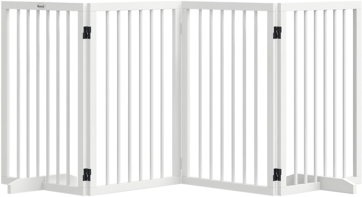 PawHut afzetting - hondenhek - hout - 206L x 35,5B x 76H cm - wit
