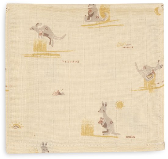 Jollein Hydrofiel Monddoekje - 31x31cm - Kangaroots - 3 Stuks van Jollein — afbeelding 3