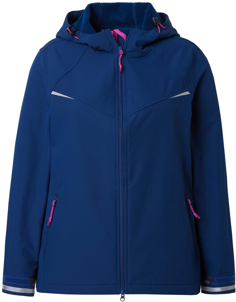 Ulla Popken - Dames - Functionele softshelljas waterafstotend capuchon - Donkerblauw - Maat 46+