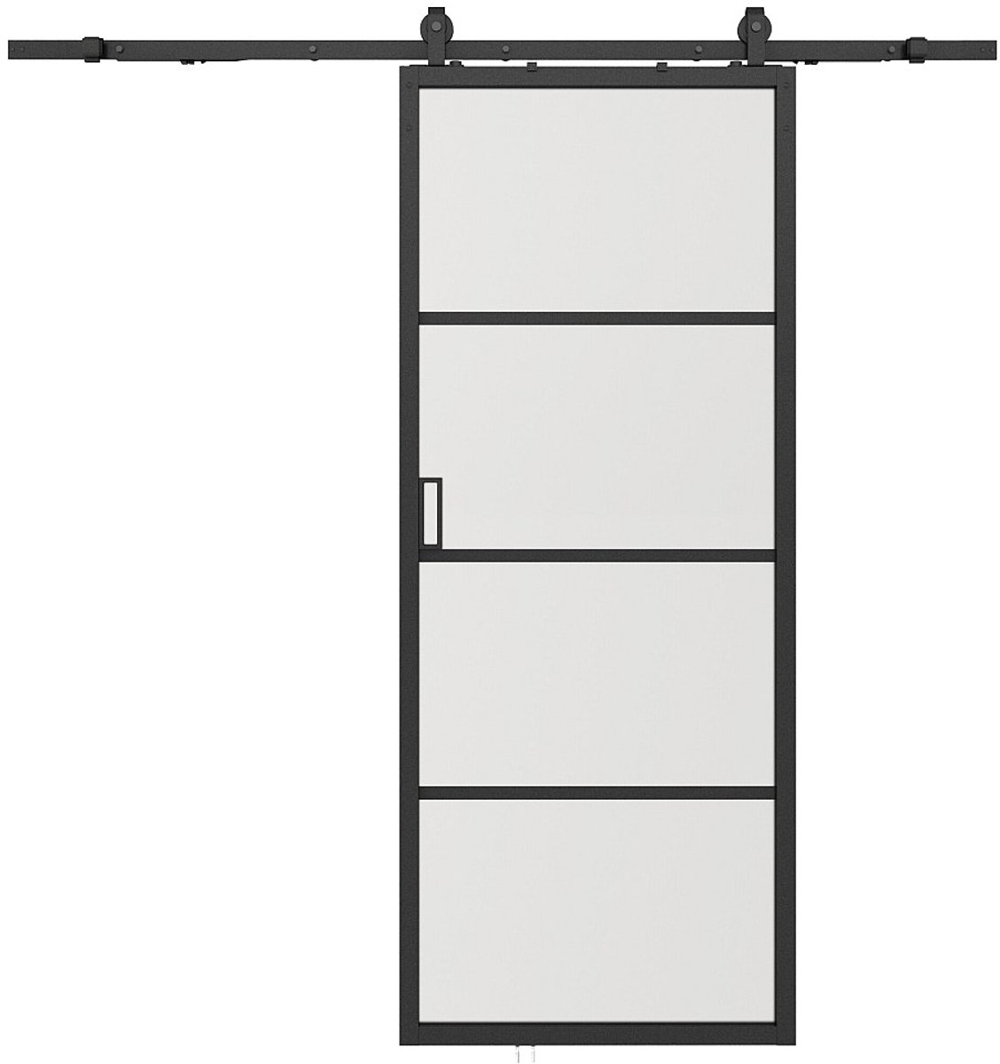 Vente-unique Schuifdeur met wandbevestiging - aluminium en gehard matglas - H205 x L83 cm - SINCA II