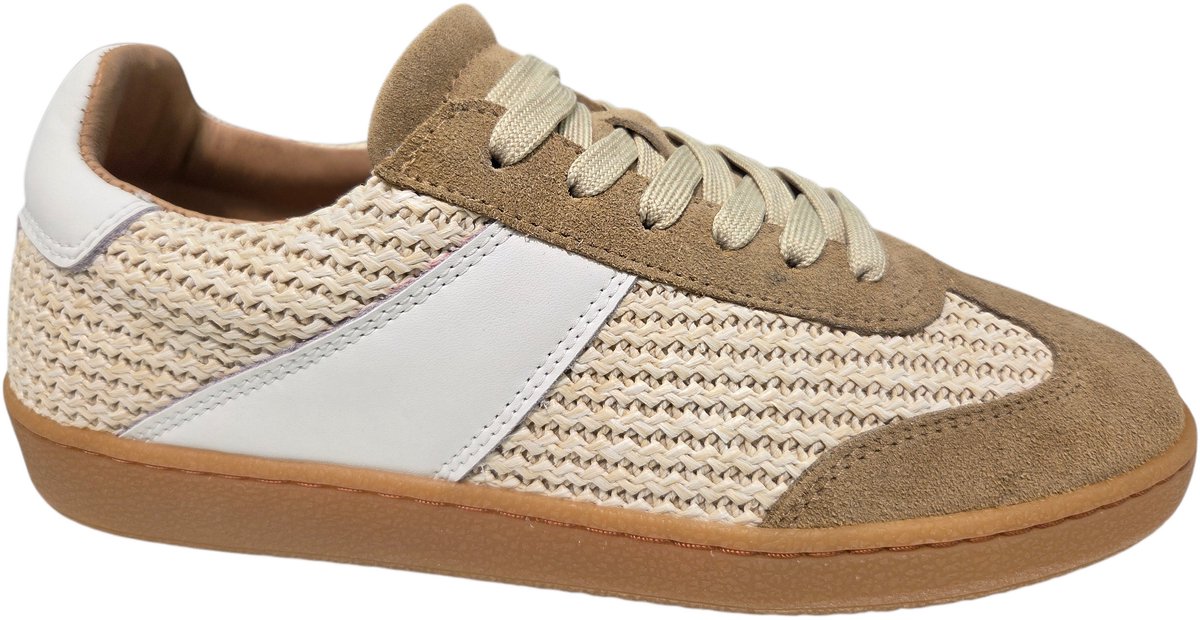 Roberto D'Angelo Strum Velur Raffia Sneakers Beige Leer en Suede Dames - Beige - 36