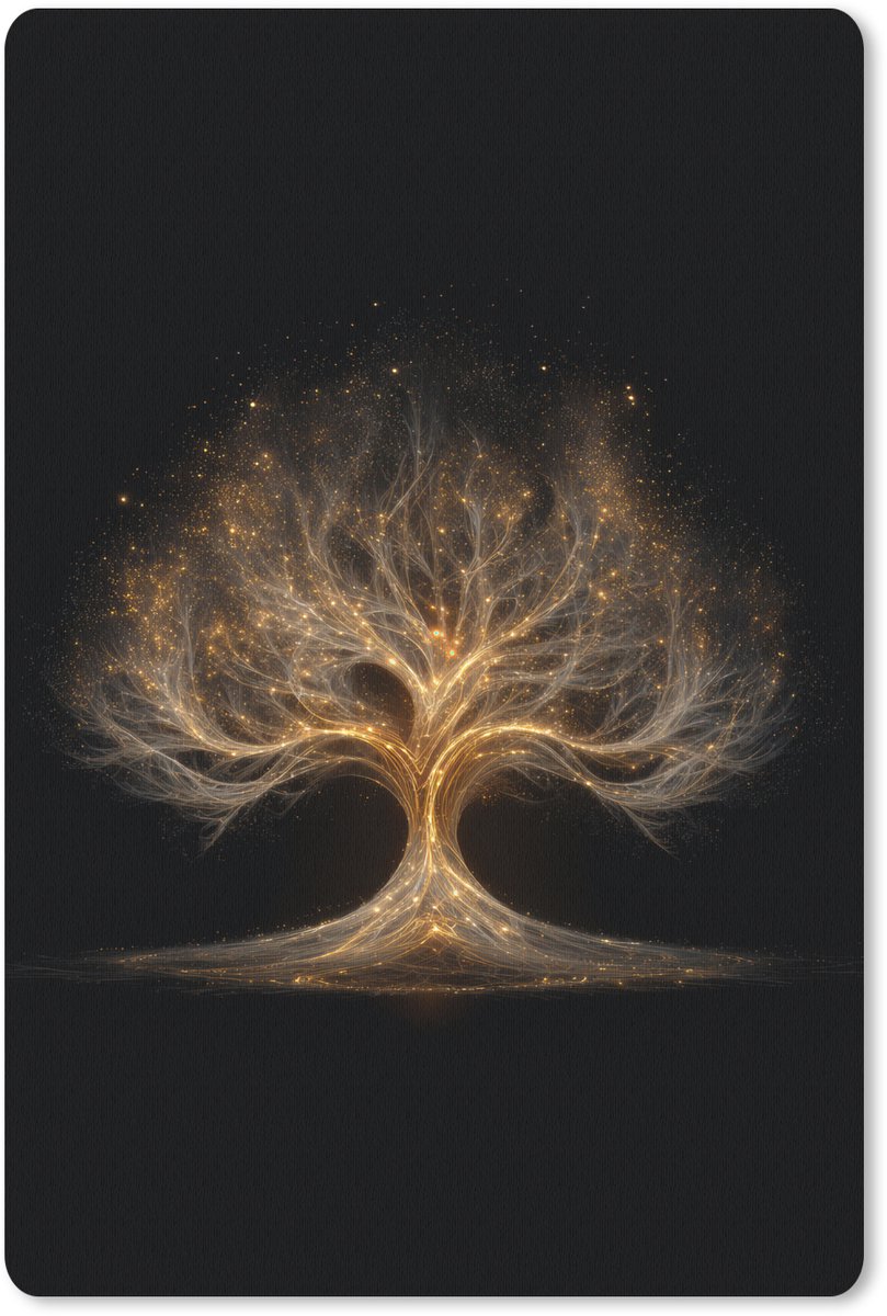 Muismat 18x27 cm - Mousepad Lichtjes - Boom - Abstract - Zwart - Muismatten