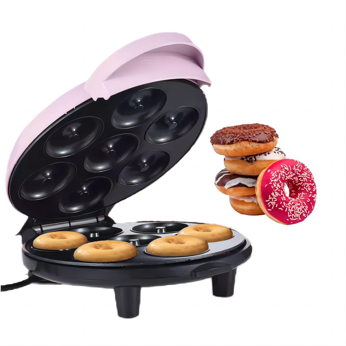 Mini-donutmaker Geschikt voor 7 gaten en antiaanbaklaag - roze