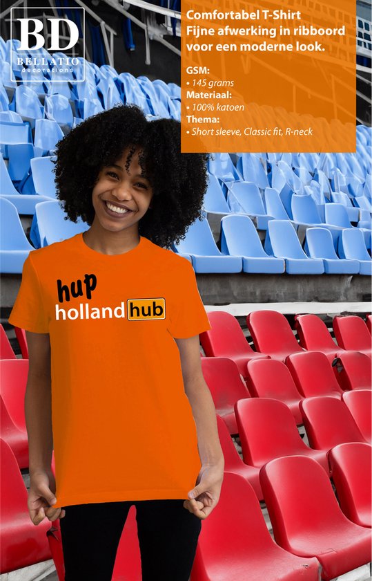 Bellatio Decorations T-shirt habillé pour femme - Go Holland - orange - Supporter de football d'Europe/Coupe du Monde M