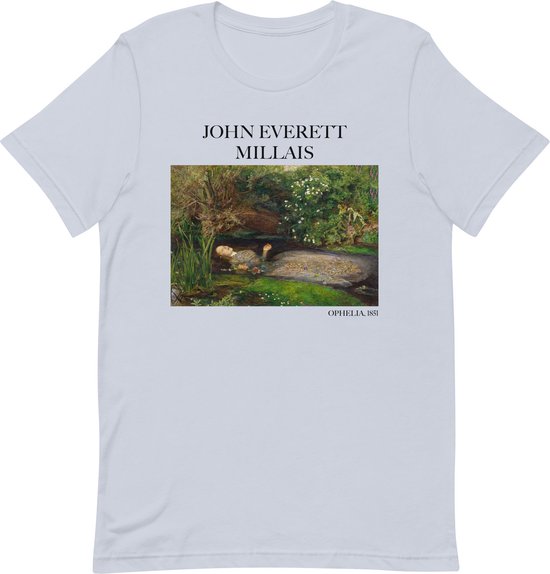 John Everett Millais 'Ophelia' ("Ophelia") Beroemd Schilderij T-Shirt | Unisex Klassiek Kunst T-shirt | Licht Blauw | L