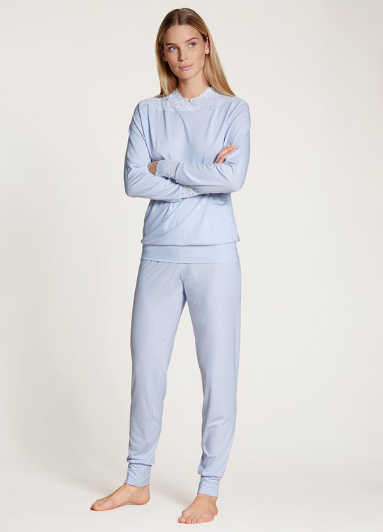 CALIDA-Elegant Dreams-Vrouwen-Pyjama lange broek-Blauw-Maat-48-50