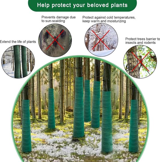 Boomstam-vorstbeschermingsfolie, boom winterbescherming wikkelstrips als vorstbescherming wintervlies, winterbescherming voor planten, beschermer wrap dubbele deken boombescherming - Merkloos