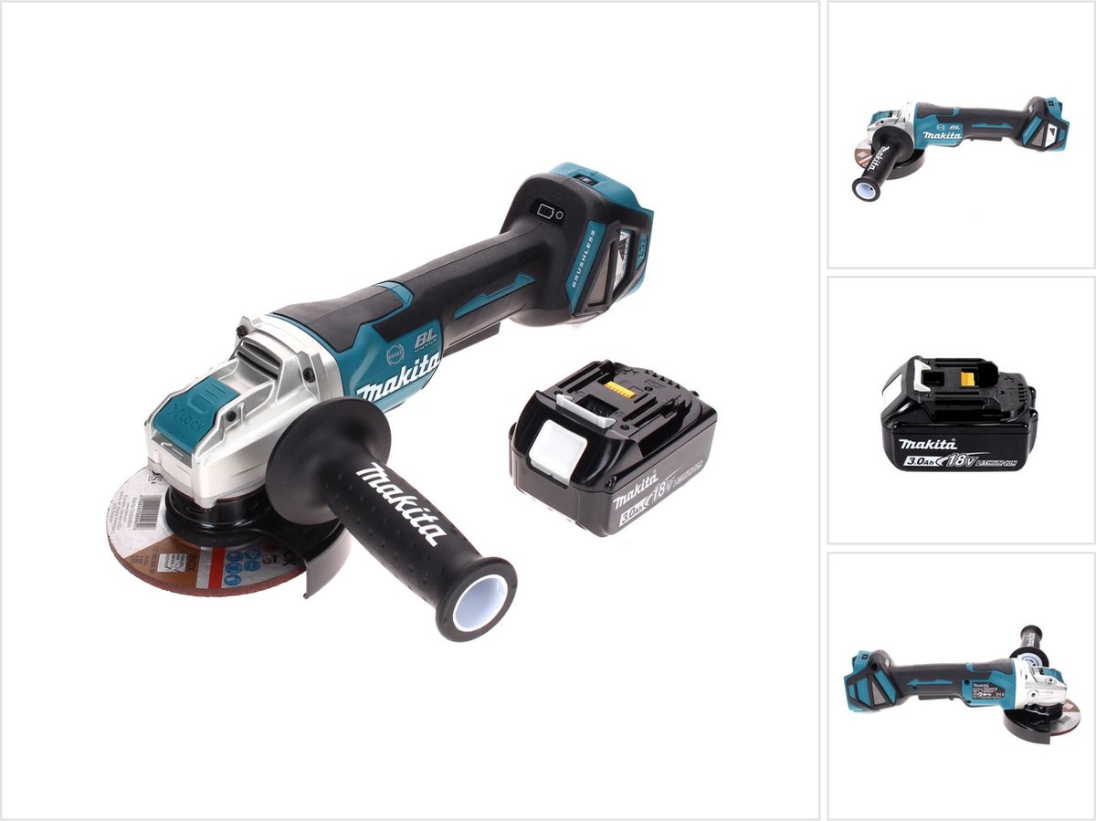 Makita DGA 519 F1 Snoerloze haakse slijper 18 V 125 mm Brushless X-Lock + 1x oplaadbare accu 3.0 Ah - zonder lader