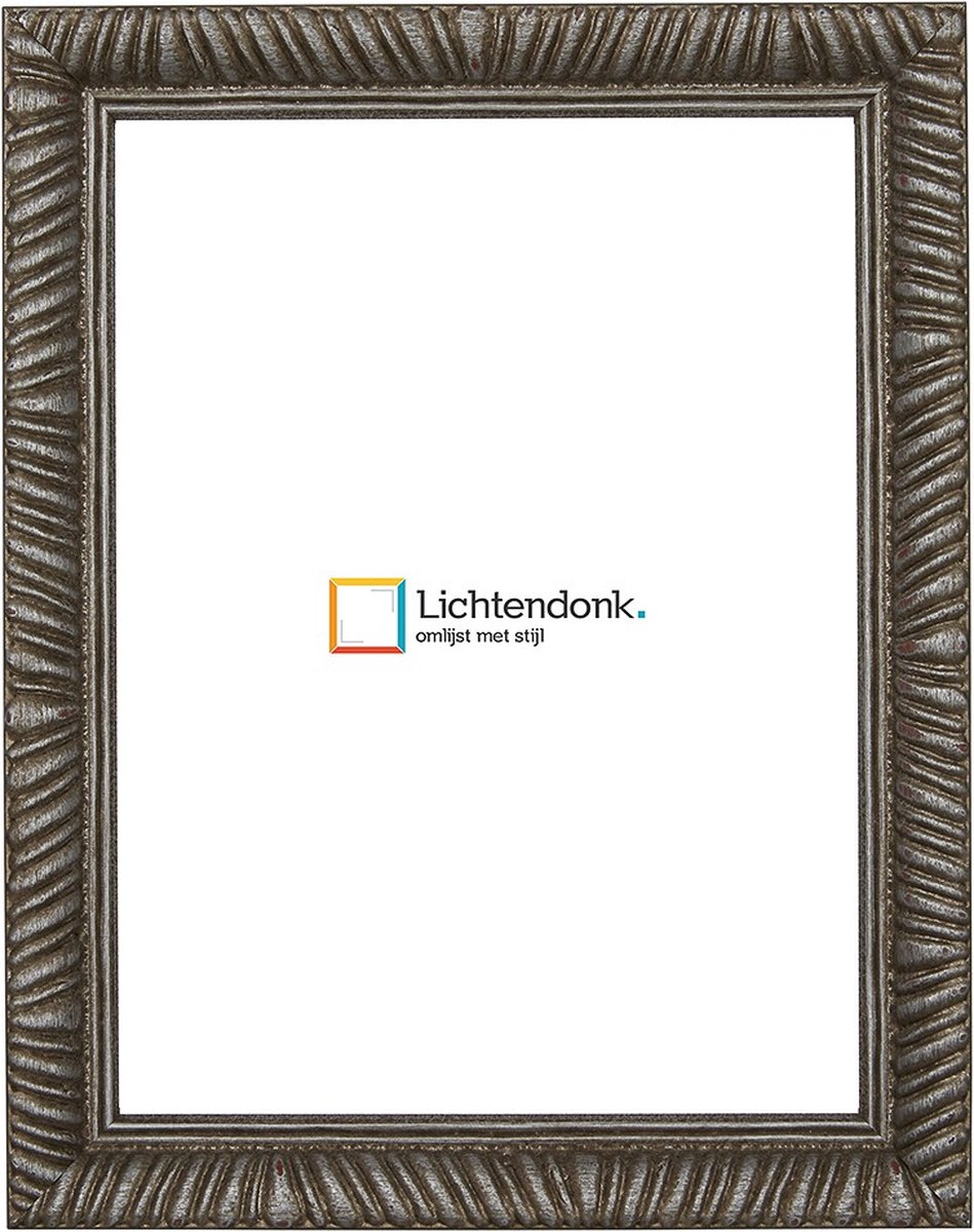 Lichtendonk Fotolijst Verouderd Zilver - Barok - Fotomaat 24x30 - Ontspiegeld Glas - Art.nr. 215-629