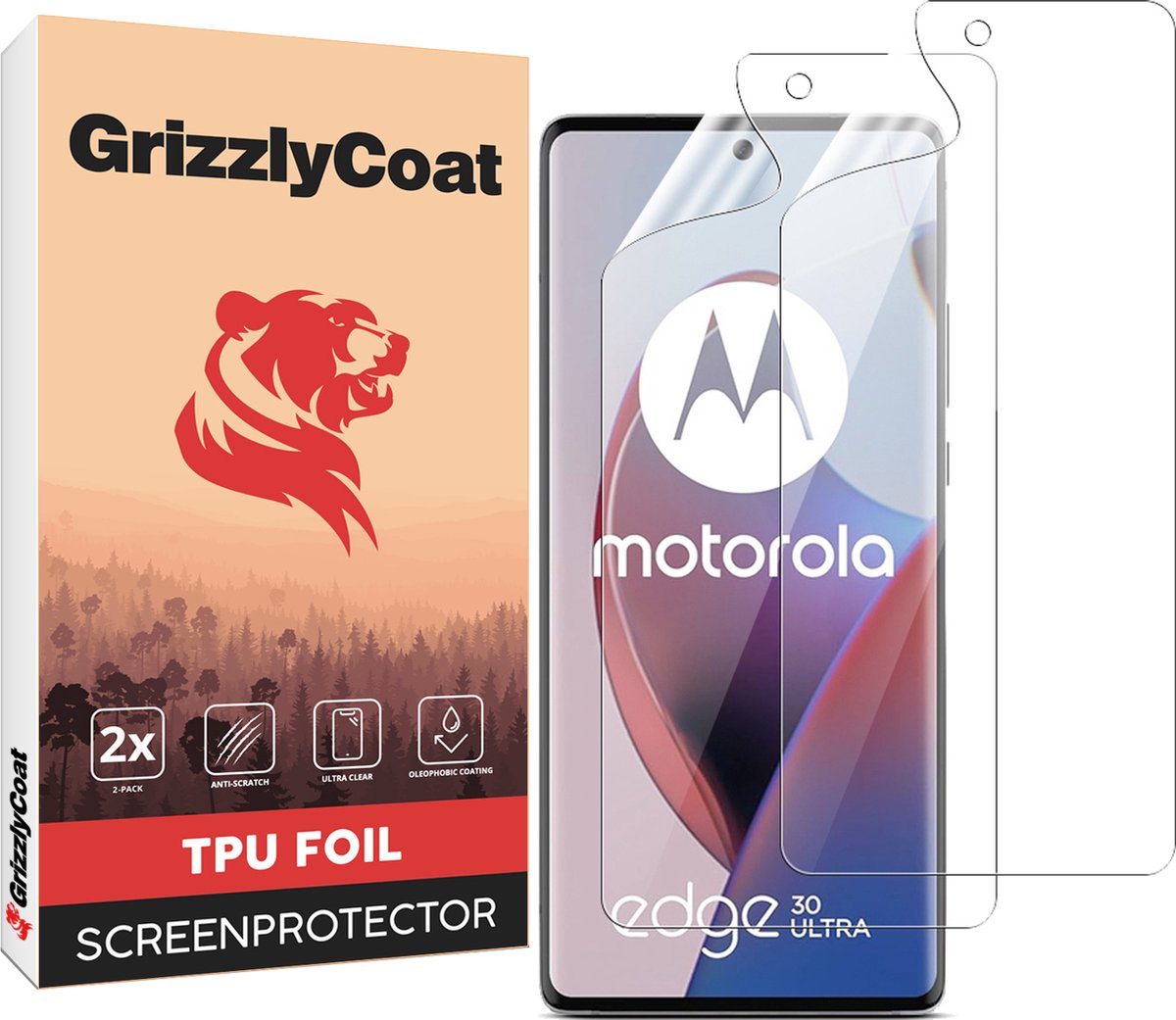 GrizzlyCoat Screenprotector geschikt voor Motorola Edge 30 Ultra Hydrogel TPU | GrizzlyCoat Screenprotector - Case Friendly (2-Pack)