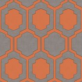 Papier peint graphique Profhome 374793-GU papier peint intissé légèrement texturé avec motif graphique mat orange gris beige 5,33 m2