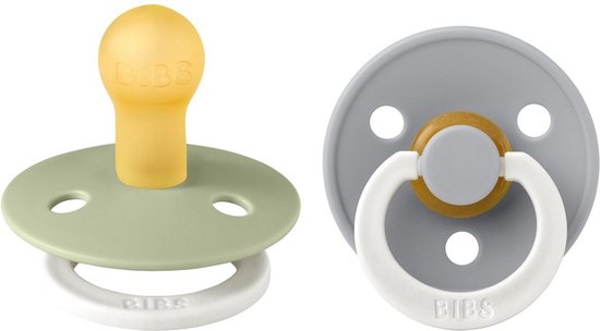 BiBS - Glow in the Dark - Maat 2 - Fopspeen - Symmetrisch - Sage Glow / Cloud Glow