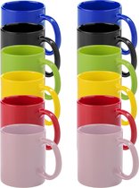 Bellatio Design Koffie mokken/drinkbekers Auxerre - 12x - keramiek - mediterrane kleuren mix set - 370 ml
