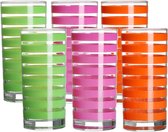 Urban Living Drinkglazen Colorama - 6x - roze/oranje/groen - glas - 295 ml - gekleurd mix