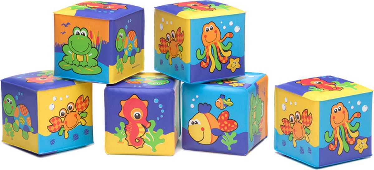 Playgro zachte blokken - Badspeelgoed - Badblokken - Set van 6 stuks - Speelgoed Baby - Speelgoed 1 jaar - Baby Speelgoed - badspeelgoed - speelgoed bad - Baby badspeelgoed