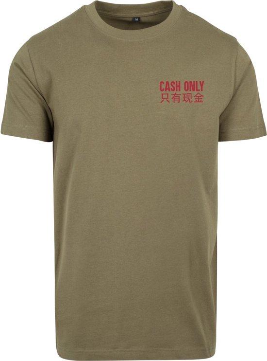 Mister Tee - Cash Only Heren T-shirt - XL - Olijfgroen