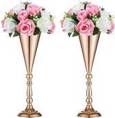 Set van 2 hoge metalen bruiloft centerpieces voor receptie, gouden bloemenvaasstandaard, basisdecoratie voor feest, evenementen, verjaardag, feesten, goud