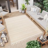 Tapiso Vloerkleed Outdoor Beige Buiten Terras Patio Tuin Franjes Maat- 80x150