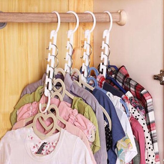 Porte-vêtements magique multifonctionnel, cintre d'artefact de rangement, support de séchage à domicile, cintre pliable à 9 trous - Suspendre plusieurs cintres de vêtements à la fois - Marron