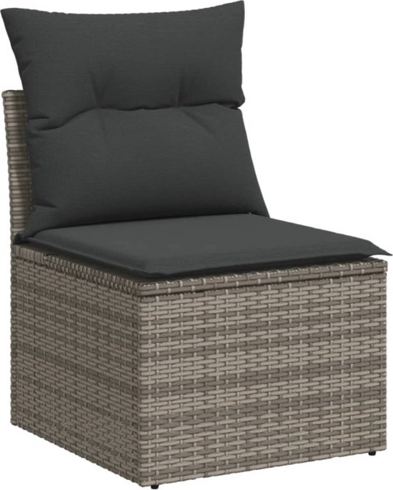 vidaXL - 12 pièces - Ensemble de salon - avec - coussins - poly - rotin - gris
