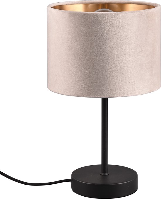 Lampe de table LED - Éclairage de table - Trion Julina - Raccord E27 - Rond - Beige - Textile