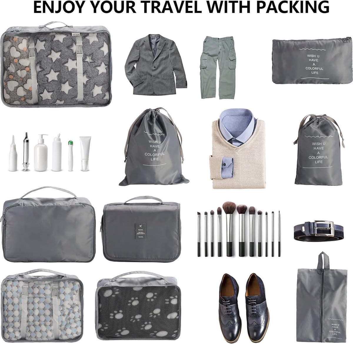 Lot De 9 Cubes De Rangement De Voyage BAGAIL Bleu Poussiéreux – Organisateurs De Valise Pratiques