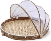Fruitmand met netafdekking van bamboe - Serveermand voor picknicks - Ronde netmand met tentvorm picnic basket