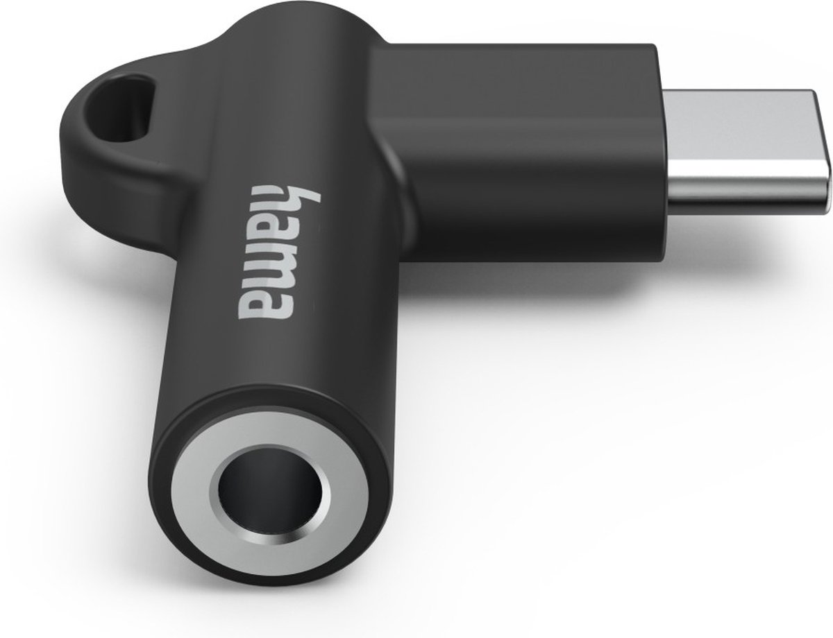 Hama Aux-adapter USB-C-3.5mm jack aansluiting, 90 hoekstekker, zwart