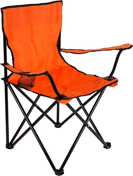 EASTWALL Opvouwbare Kampeerstoel – Visstoel – Multifunctionele vouwstoel – Campingstoel met bekerhouder – Tuinstoel – Klapstoel – Max 100 kg – Oranje