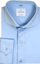 Vercate - Strijkvrij Overhemd - Lichtblauw - Blauw - Regular Fit - Bamboe Katoen - Lange Mouw - Heren - Maat 37/S