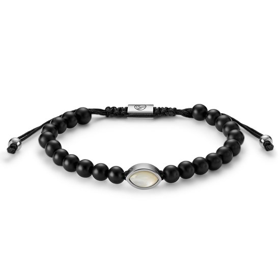 Atlantis | 6 mm Onyx Kralenarmband met Paarlemoer