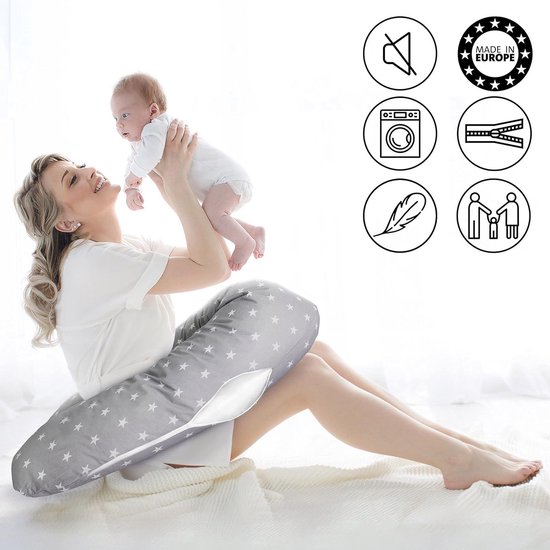 Klein Voedingskussen Ondersteuningskussen voor Baby's en Zwangere Vrouwen met Zijslaapfunctie - Overtrek Comfortkussen - Volwassenen zijsteunkussen met Beugel Pregnancy pillow van Klein — afbeelding 2