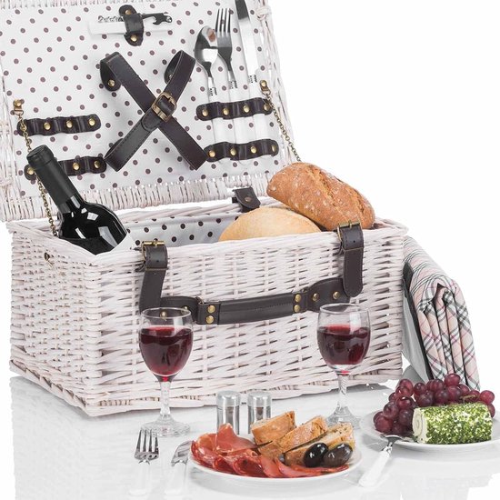 Cesta De Picnic Lumparland Para 2 Personas 40x28x37cm - Blanco / Azul Cesta De Picnic Lumparland Para 2 Personas 40x28x37cm - Blanco / Azul
