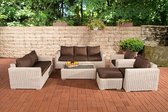 Clp Madeira XL Loungeset - Poly-rotan - 5 mm ronde rotan : Parel wit overtrek : terrabruin