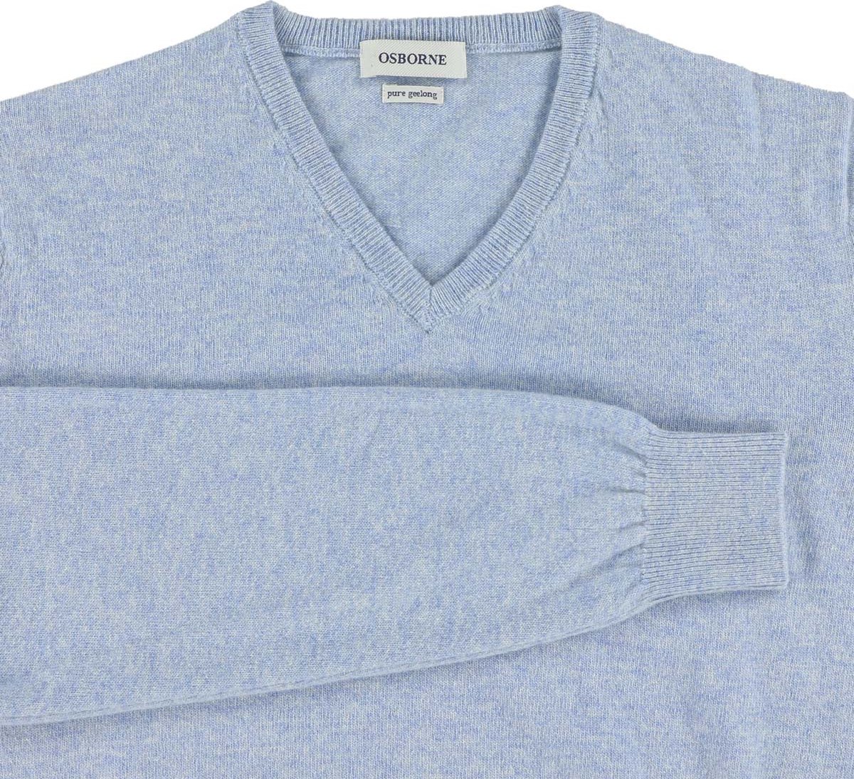 Osborne Knitwear Trui met V hals - Geelong wol - Glacier - L