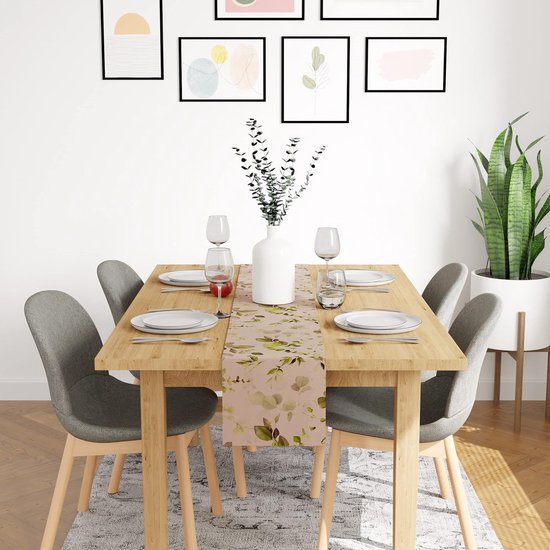 Chemin de table à manger pour 6 places, film polyester, impression numérique, imperméable, taille 28 x 150 cm, tissu décoratif pour la maison, les cafés et les hôtels, lavable, 1 pièce, L1 vert olive