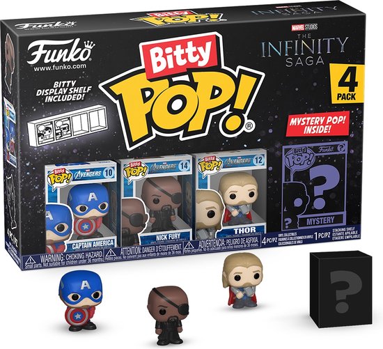 Funko Captain America, Nick Fury, Thor and mystery chase - Funko Bitty Pop! - The Infinity Saga Figuur - 2cm