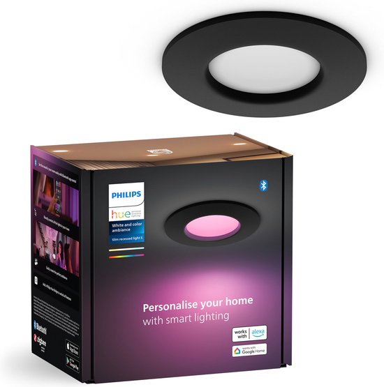 Philips Hue inbouwspot Slim - White and color - 90mm - zwart