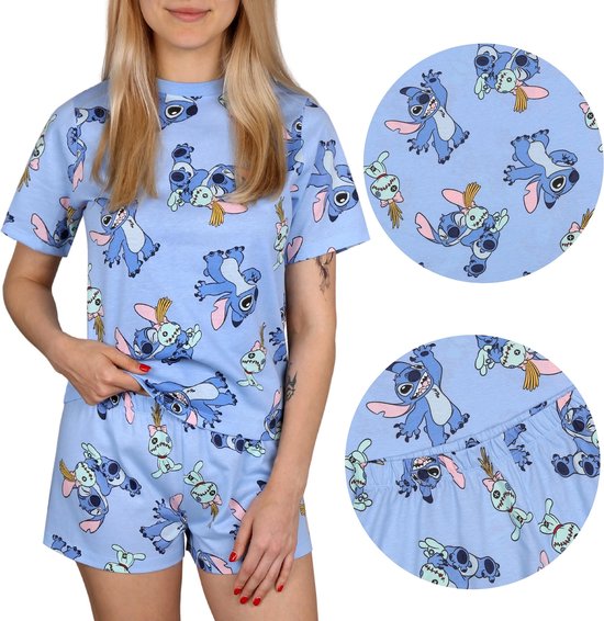 Stitch Disney: Le pyjama d'été manches courtes bleu pour femme