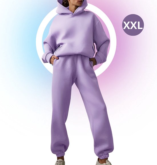 Livano Jogging Suit Femme - Home Suit - Survêtement - Adultes - À capuche - Jogging Suit - Jogging Suit - Violet - Taille XXL