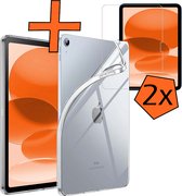Hoesje Geschikt voor iPad 2022 Tablet Hoes Siliconen Case Met 2x Screenprotector - Shockproof Back Cover Geschikt voor iPad 10 - Transparant