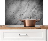 Spatscherm keuken 90x60 cm - Kookplaat achterwand Beton - Grijs - Ruig - Industrieel - Vintage - Muurbeschermer - Spatwand fornuis - Hoogwaardig aluminium